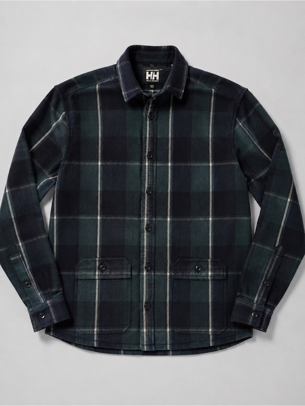 Helly Hansen Men’s Green and Black Plaid Shirt Jacket